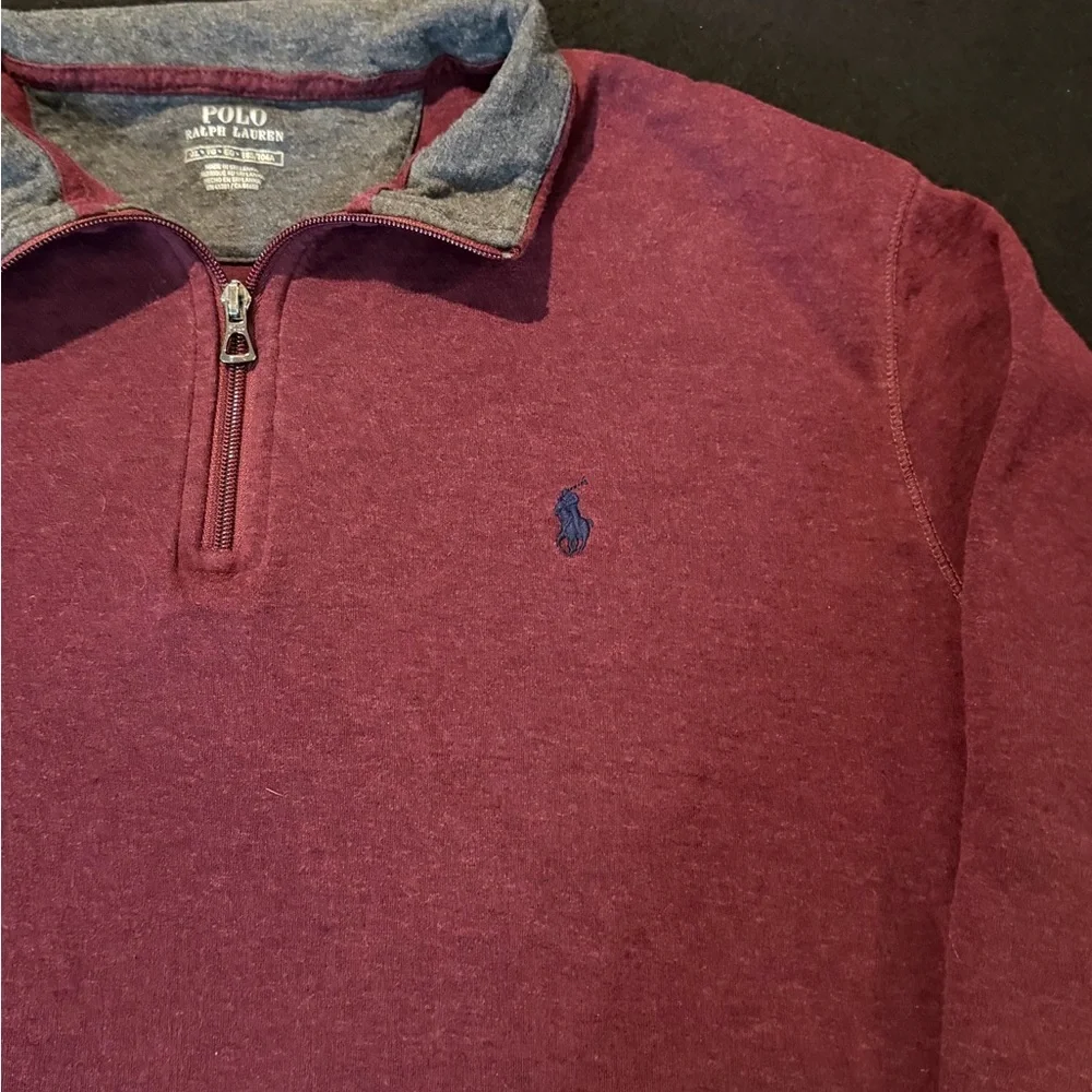 Polo Ralph Lauren Pullover Mens XL‎ Burgundy Quarter Zip Mock Neck Pony Logo